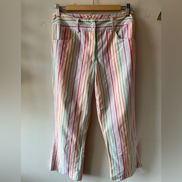 Snazzie Vintage Striped Semi-Cropped Pants S - Picture 1 of 8